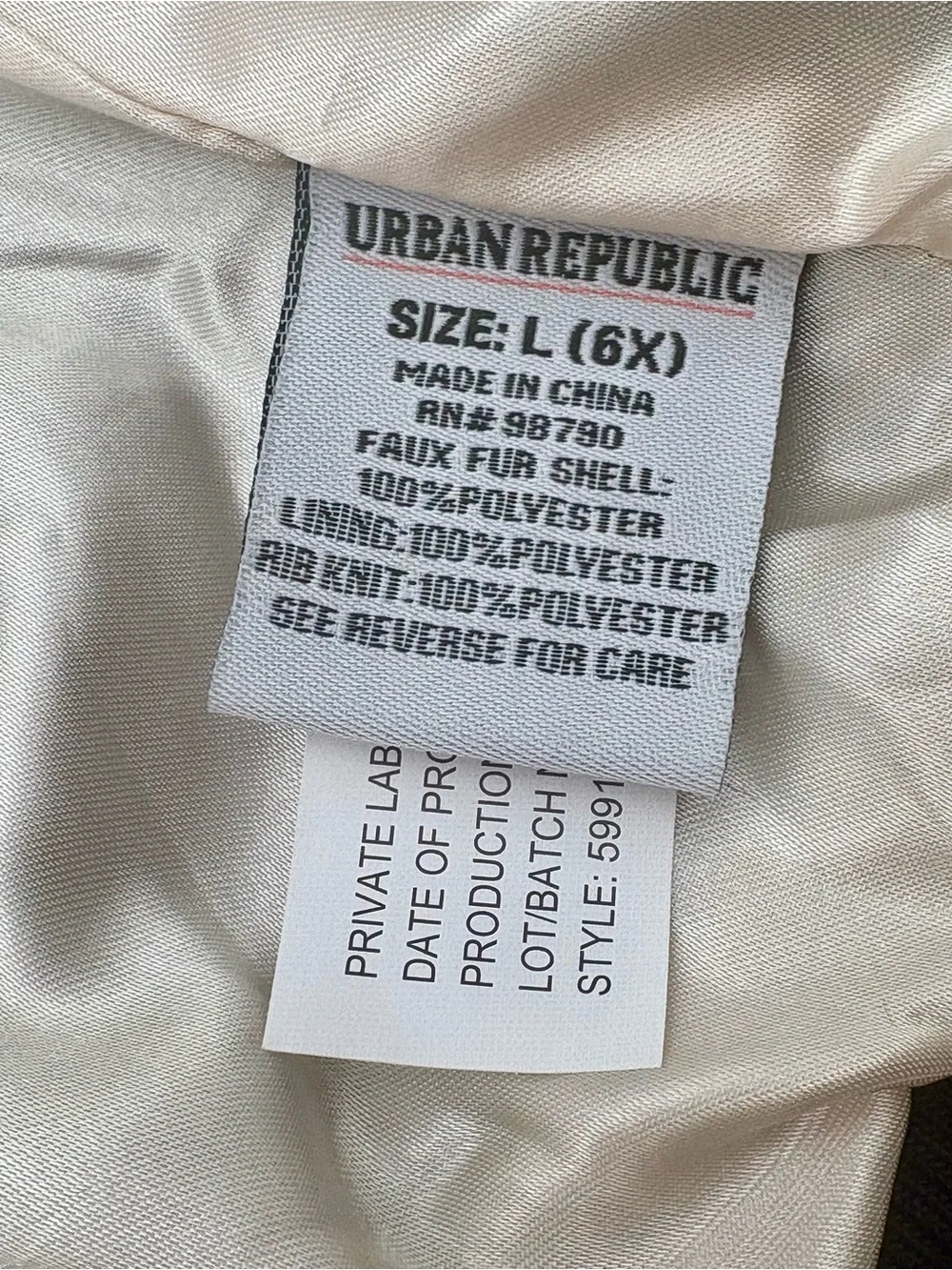 NWT Urban Republic Girls Faux Fur Colorblock Bomber Jacket Pink Cream Black 6X